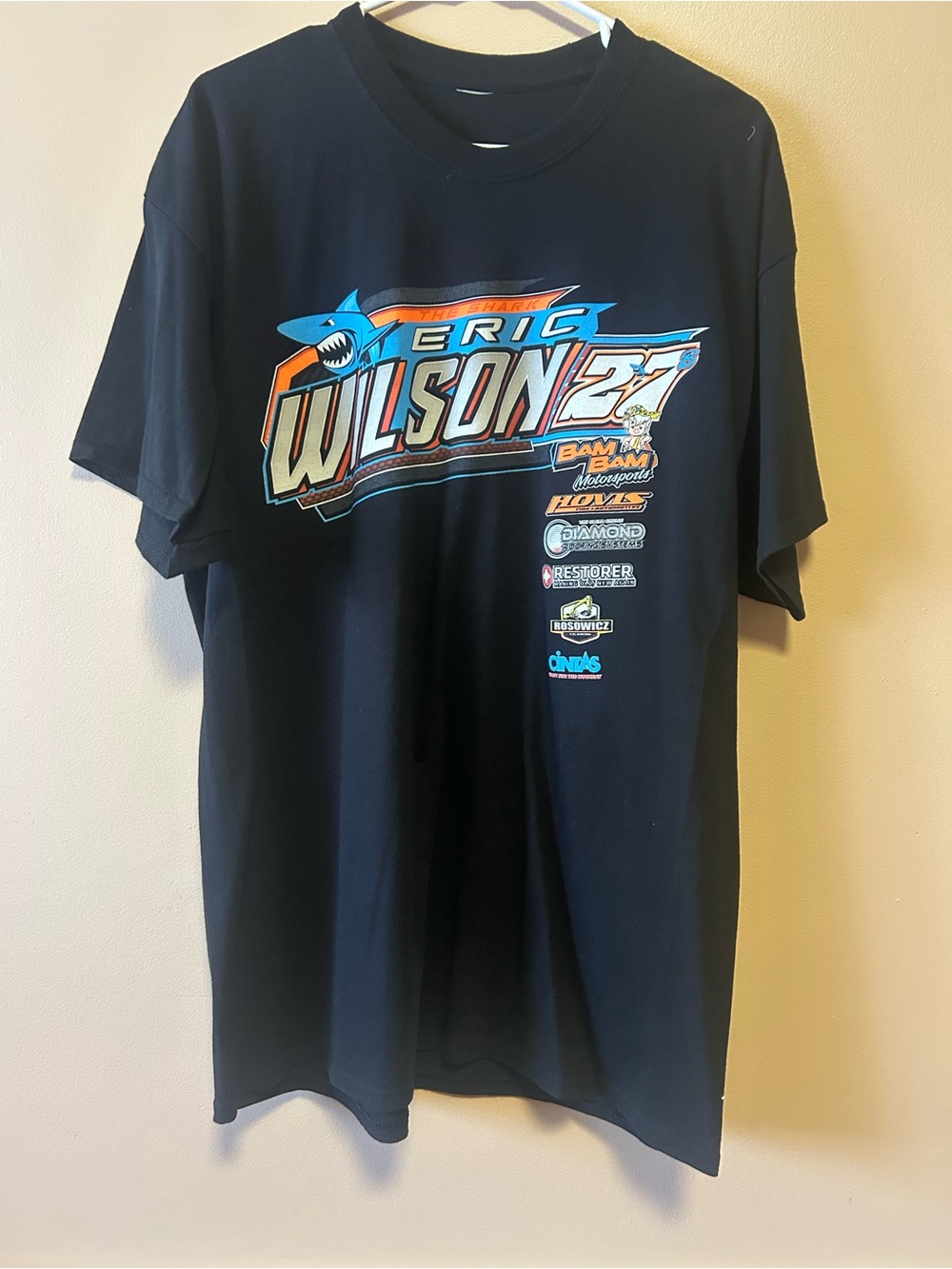 Eric Wilson Black Short-Sleeve Racing Graphic oversized Tshirt